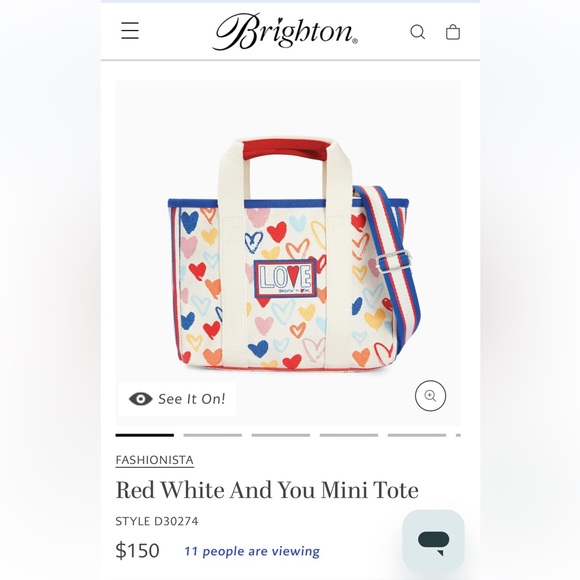 BRIGHTON Red White And You Mini Tote NWOT - Picture 6 of 10